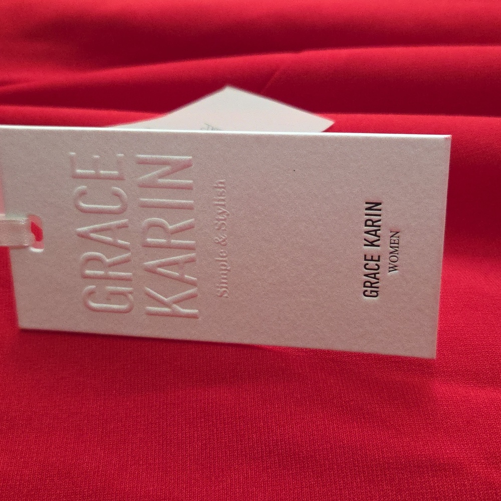 NWT Grace Karin red dress w/square Neckline, Gorgeous!! - Picture 2 of 2